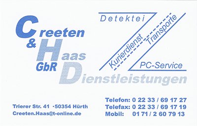 Creeten & Haas GbR Visitenkarte, 2000