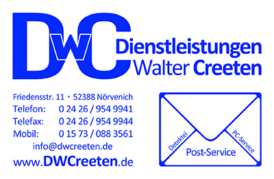 Dienstleistungen Walter Creeten Visitenkarte, 2014